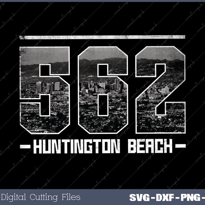 Vintage Huntington Beach 562 Area Code California Skyline