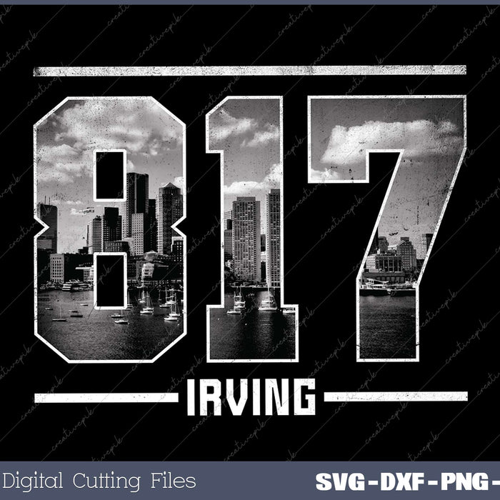 Vintage Irving 817 Area Code Texas Skyline