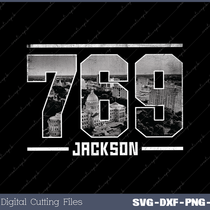Vintage Jackson 769 Area Code Mississippi Skyline