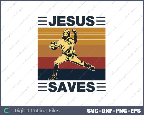 Vintage Jesus Saves Tee Religious Christian Faith Baseball SVG PNG Cutting Printable Files