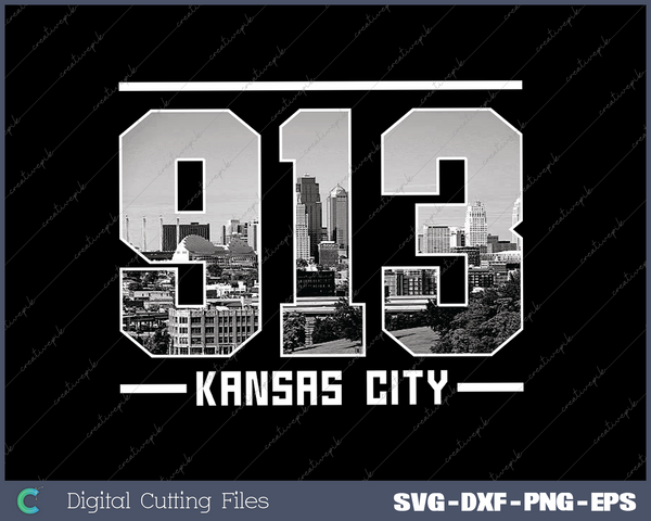 Vintage Kansas City 913 Area Code Kansas Skyline SVG Cut files