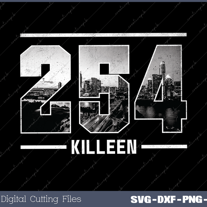 Vintage Killeen 254 Area Code Texas Skyline