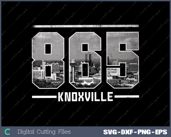 Vintage Knoxville 865 Area Code Tennessee Skyline PNG SVG Cut files