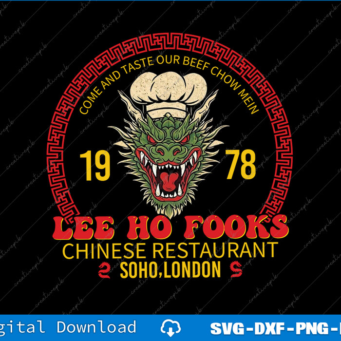 Logo of Lee Ho Fooks Chinese Restaurant with a dragon design on a black background