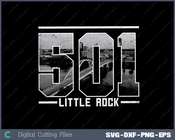 Vintage Little Rock 501 Area Code Arkansas Skyline SVG Cut files