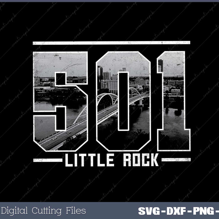 Vintage Little Rock 501 Area Code 
 Arkansas Skyline SVG File