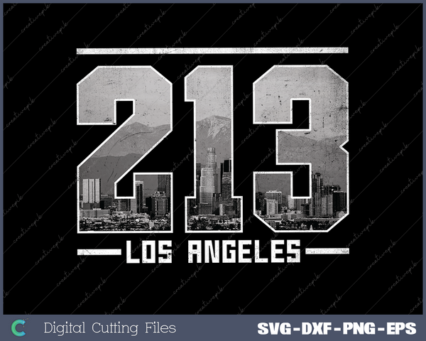 Vintage Los Angeles 213 Area Code California Skyline SVG Cut files