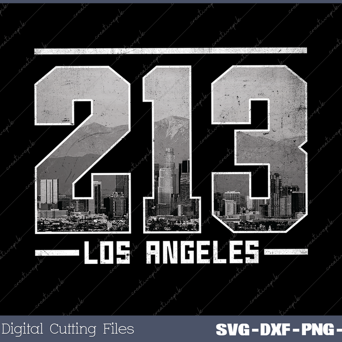 Vintage Los Angeles 213 Area Code California Skyline