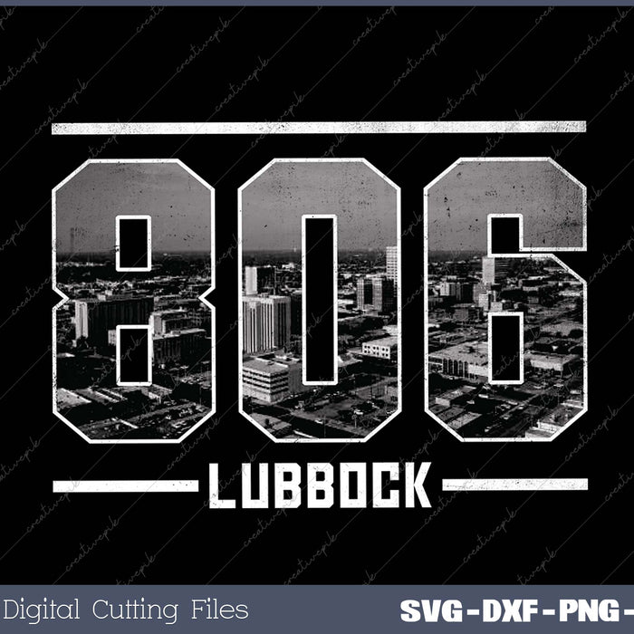 Vintage Lubbock 806 Area Code Texas Skyline