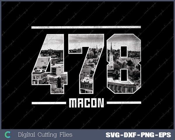 Vintage Macon 478 Area Code Georgia Skyline SVG Cut files