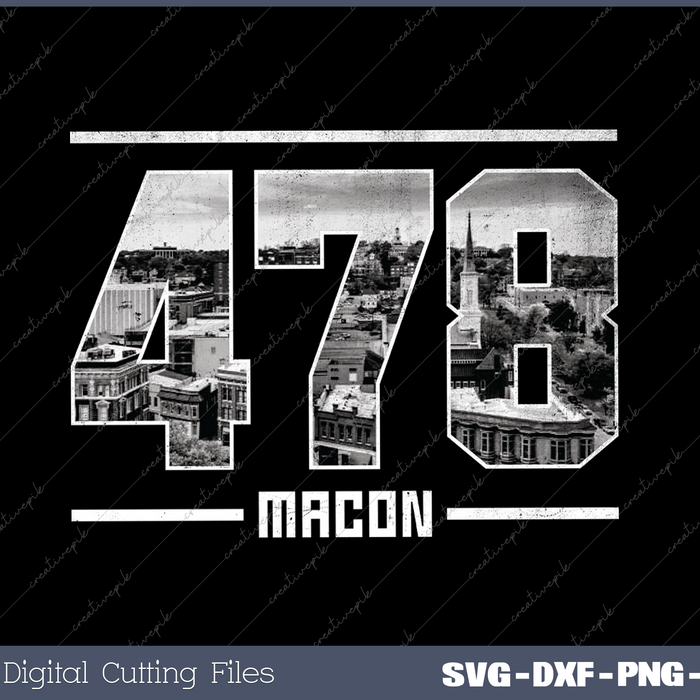 Vintage Macon 478 Area Code Georgia Skyline