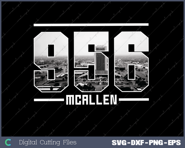 Vintage McAllen 956 Area Code Texas Skyline SVG Cut files