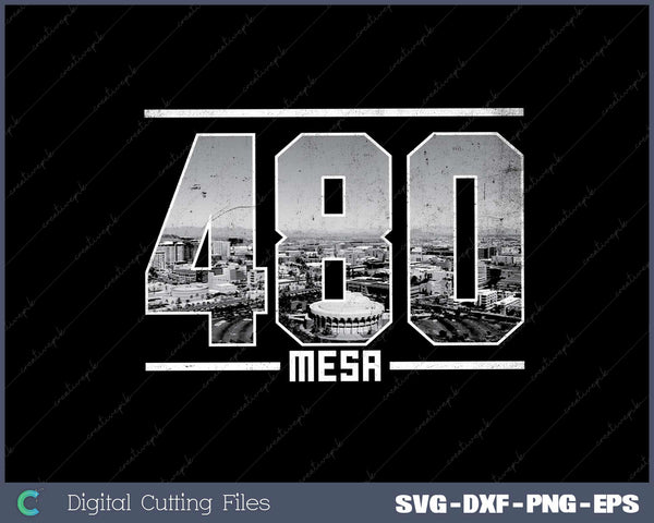 Vintage Mesa 480 Area Code Arizona Skyline SVG Cut files