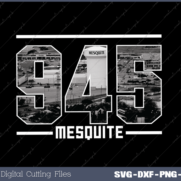 Vintage Mesquite 945 Area Code Texas Skyline
