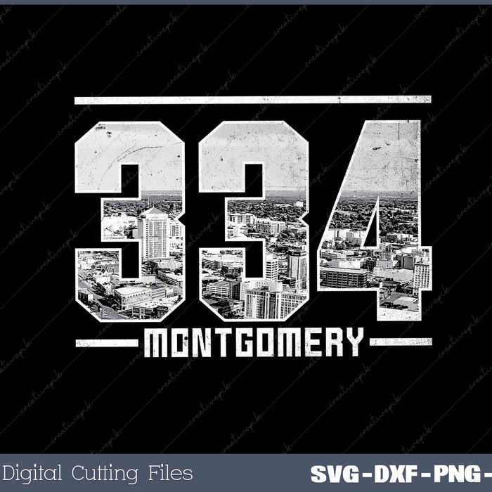 Vintage Montgomery 334 Area Code Alabama Skyline SVG File