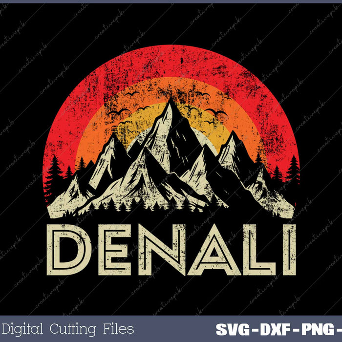 Vintage Mt Denali National Park Alaska Denali SVG PNG Cutting Printable Files