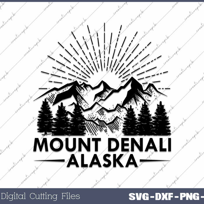 Vintage Mt Denali National Park Alaska Mountain Souvenir SVG PNG Cutting Printable Files