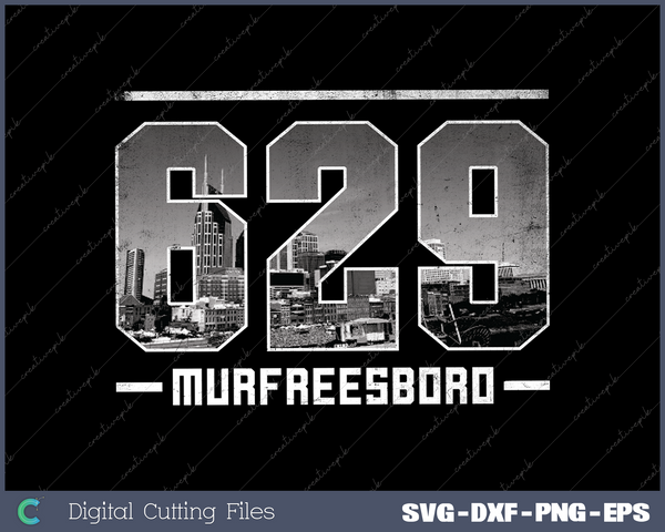 Vintage Murfreesboro 629 Area Code Tennessee Skyline SVG Cut files