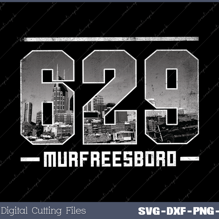 Vintage Murfreesboro 629 Area Code Tennessee Skyline