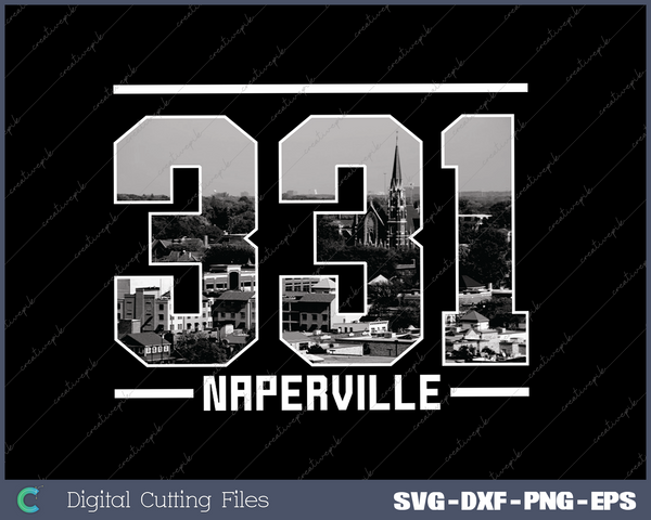 Vintage Naperville 331 Area Code Illinois Skyline SVG Cut files