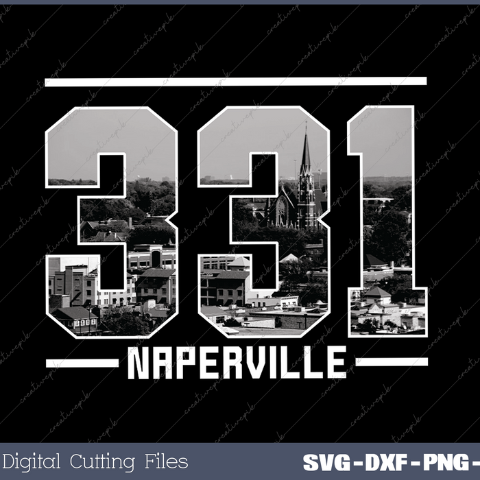 Vintage Naperville 331 Area Code Illino is Skyline