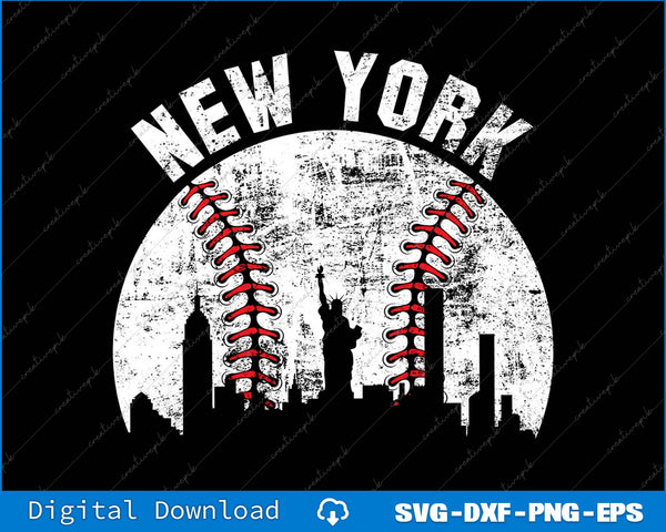 Vintage New York Skyline City Baseball SVG PNG Cutting Printable Files