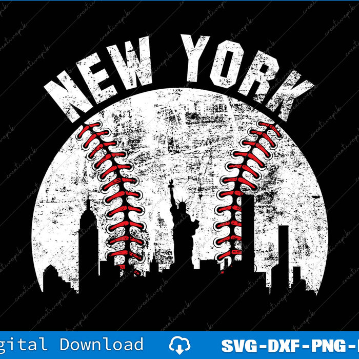Vintage New York Skyline City Baseball SVG PNG Cutting Printable Files
