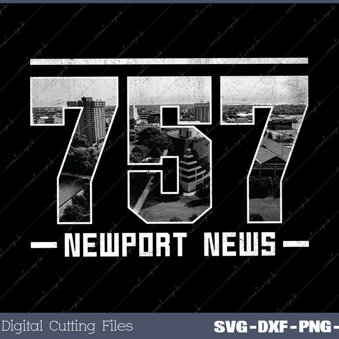 Vintage Newport News 757 Area Code Virginia Skyline