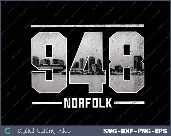 Vintage Norfolk 948 Area Code Virginia Skyline