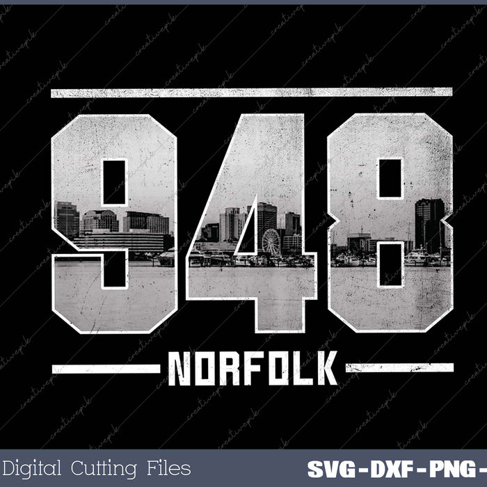 Vintage Norfolk 948 Area Code Virginia Skyline