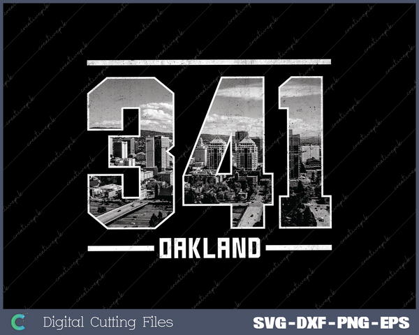 Vintage Oakland 341 Area Code California Skyline SVG Cut files