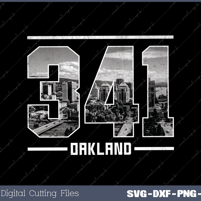 Vintage Oakland 341 Area Code California Skyline