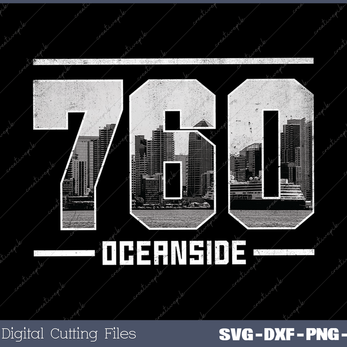 Vintage Oceanside 760 Area Code California Skyline