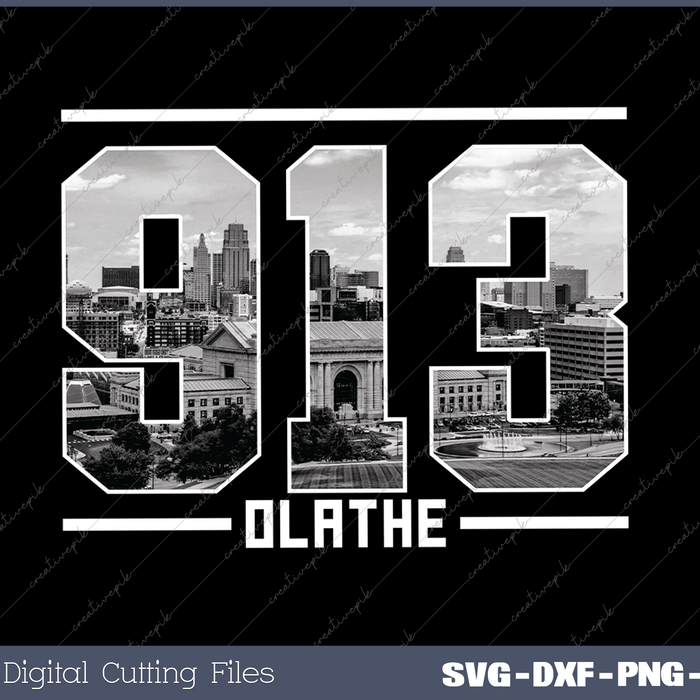 Vintage Olathe 913 Area Code Kansas Skyline