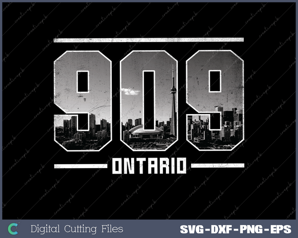 Vintage Ontario 909 Area Code California Skyline SVG Cut files