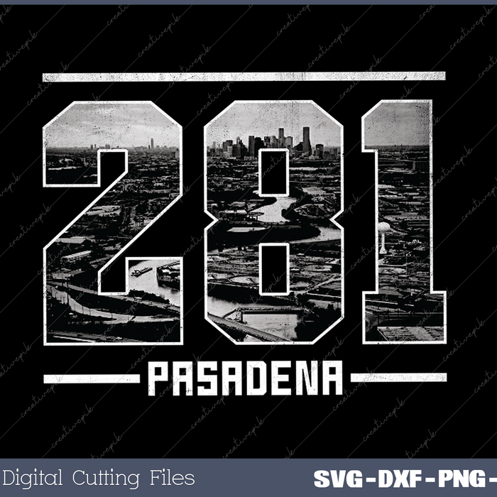 Vintage Pasadena 281 Area Code Texas Skyline