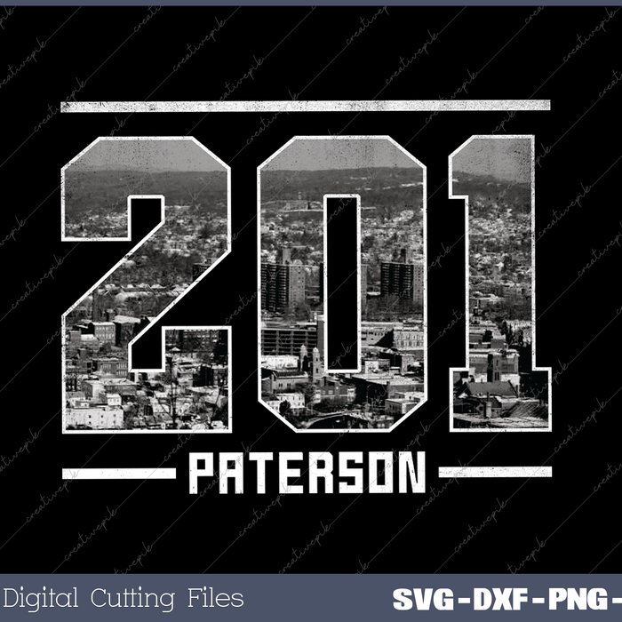Vintage Paterson 201 Area Code New Jersey Skyline