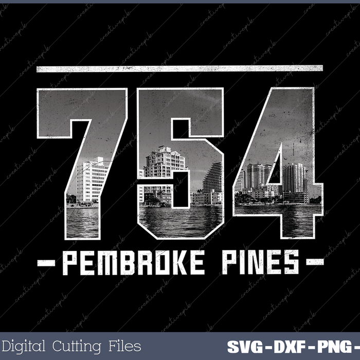 Vintage Pembroke Pines 754 Area Code Florida Skyline