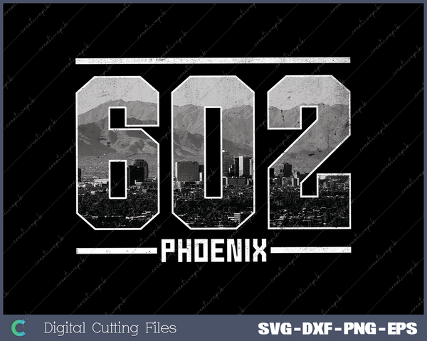 Vintage Phoenix 602 Area Code Arizona Skyline SVG Cut files