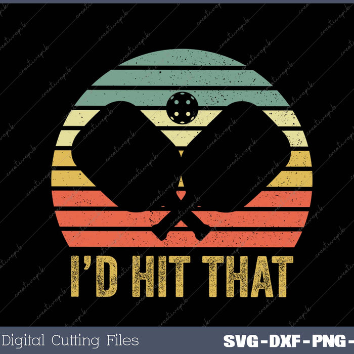 Vintage Pickleball Player Funny I'd Hit That Retro
