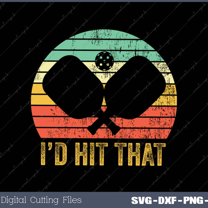 Vintage Pickleball Player Funny I'd Hit That Retro