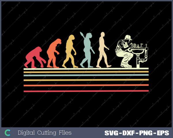 Vintage Pipefitter Plumbing Pipe Human Evolution Plumber SVG PNG Cutting Printable Files