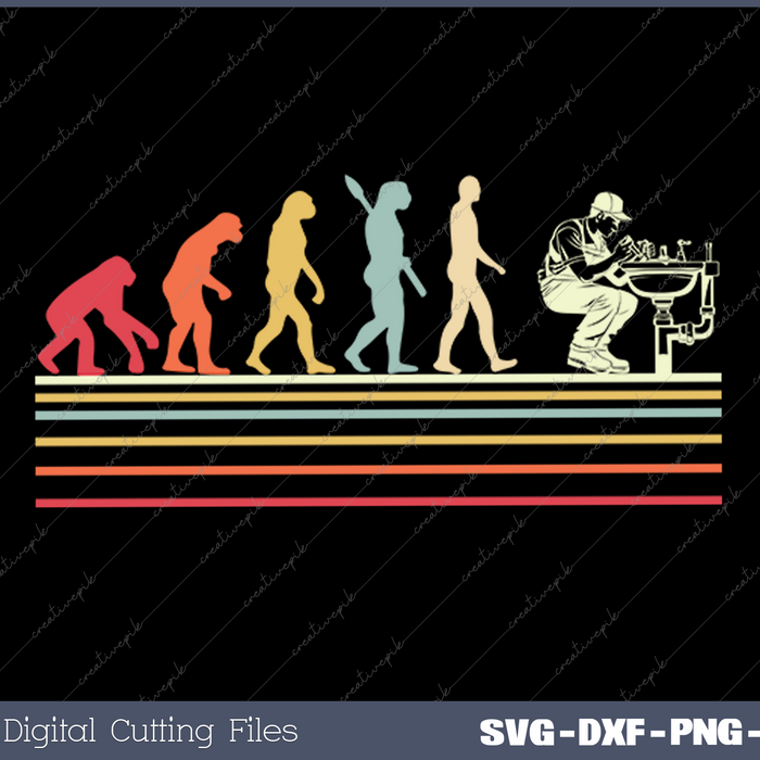 Vintage Pipefitter Plumbing Pipe Human Evolution Plumber SVG PNG Cutting Printable Files