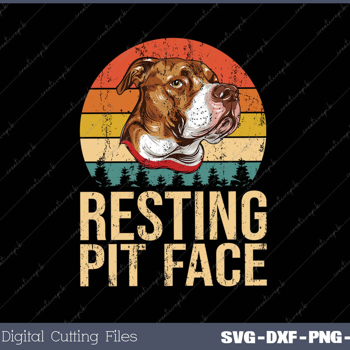 Vintage Pitbull Resting Pit Face - Funny Pitbull Lovers SVG PNG Cutting Printable Files