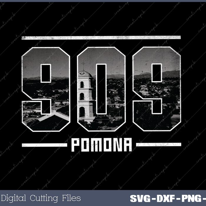 Vintage Pomona 909 Area Code California Skyline