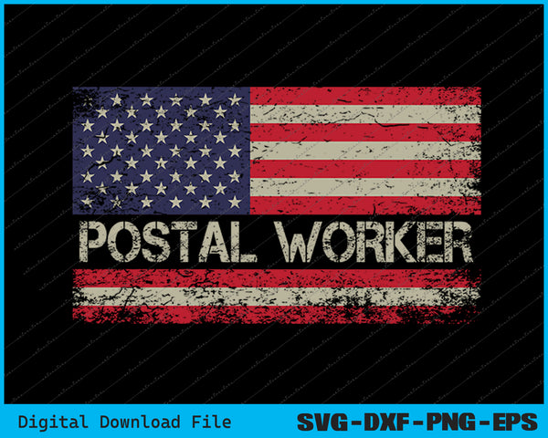 Vintage Postal Worker American Flag US Postal Service SVG PNG Files