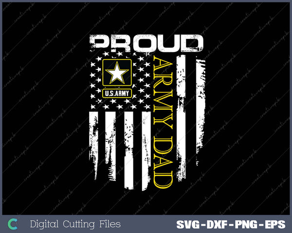 Vintage Proud Army Dad With American Flag SVG PNG Cutting Printable Files