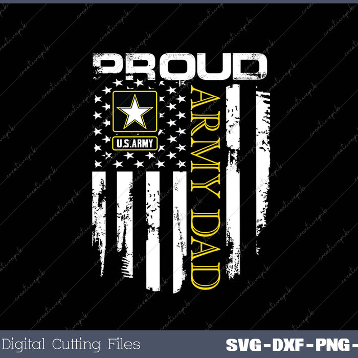Vintage Proud Army Dad With American Flag SVG PNG Cutting Printable Files