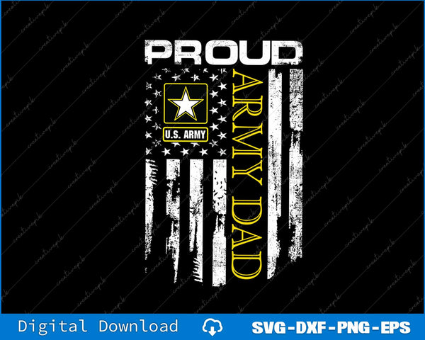 Vintage Proud Army Dad With American Flag SVG PNG Cutting Printable Files