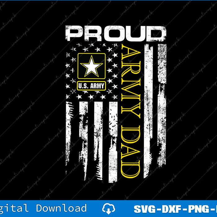 Vintage Proud Army Dad With American Flag SVG PNG Cutting Printable Files